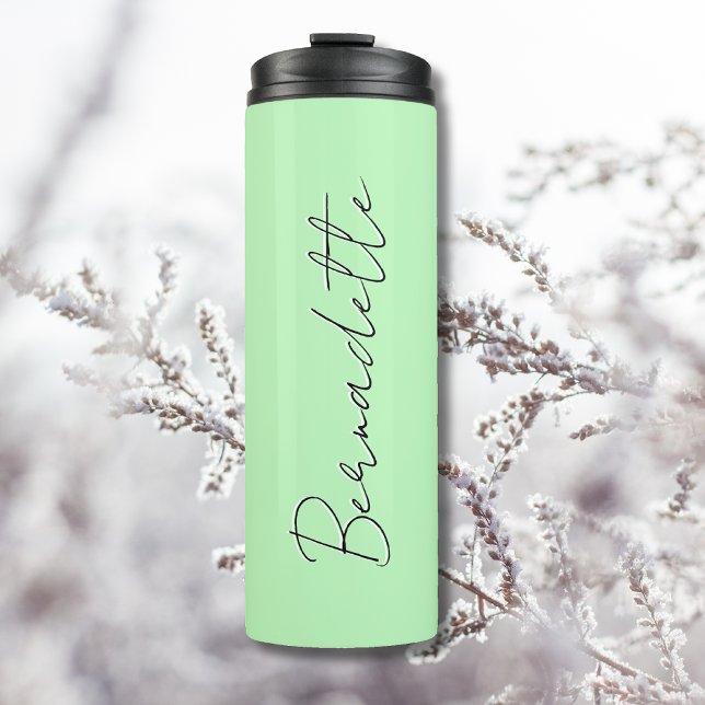 Termo Pastel Mint Negro Elegante Mínimo Personalizado (Subido por el creador)