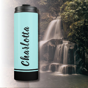 Termo Pastel Turquoise Black Elegant Minimal Personaliza