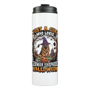 Termo Pastor Alemán Halloween Perro Bruja Sombrero Calab