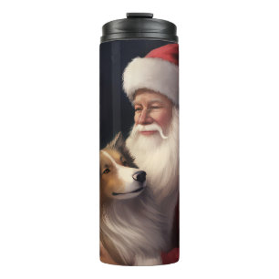 Termo Pastor de Shetland Santa Claus Festivo Navidad