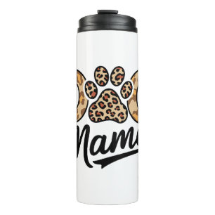 Termo Pata de estampado de leopardo amante de los perros