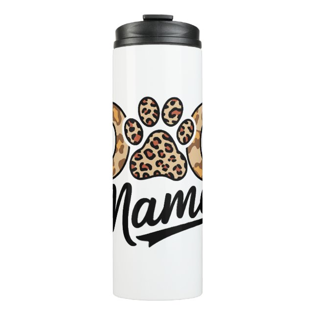 Termo Pata de estampado de leopardo amante de los perros (Anverso)