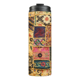 Termo Patchwork indio: Ropa del mercado de Hampi.