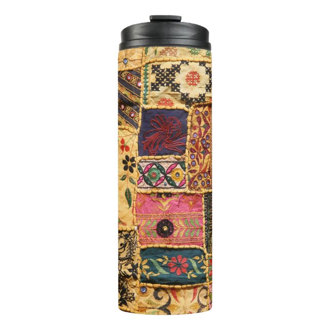 Termo Patchwork indio: Ropa del mercado de Hampi. (Anverso)