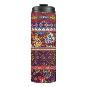 Termo Patchwork mexicano: diseño tradicional vintage.
