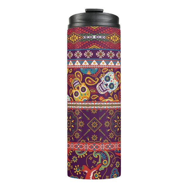 Termo Patchwork mexicano: diseño tradicional vintage. (Anverso)