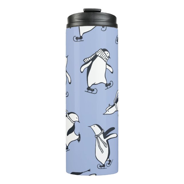 Termo Patinaje sobre pingüinos, patrón de cosecha a mano (Anverso)