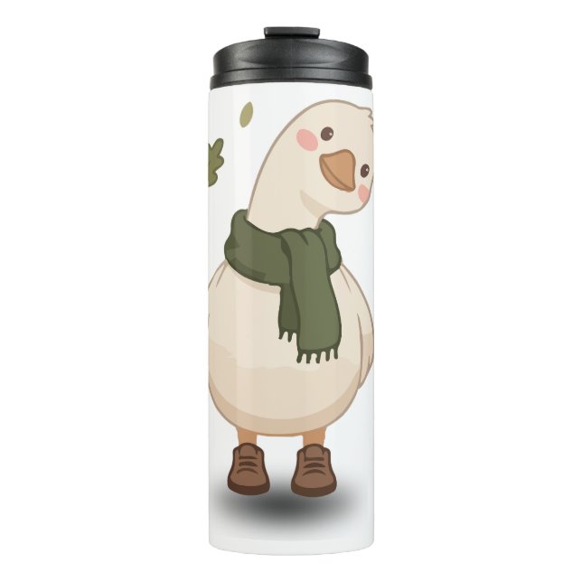Termo Pato de dibujos animados de otoño acogedor (Anverso)