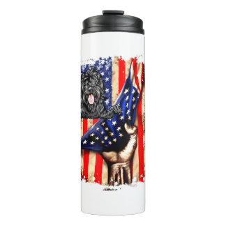 Termo Patriotic Portuguese Water Dog American Flag Dog