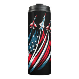 Termo Patriotic USA Flag Fighter Jets Boys 4 de julio