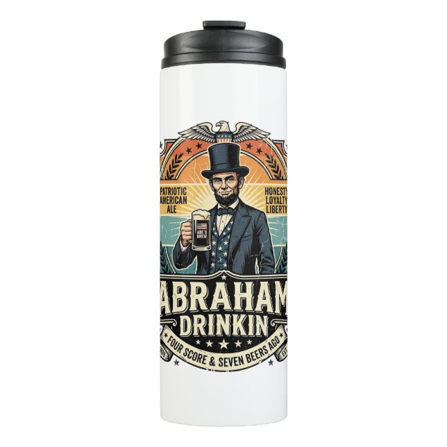 Termo Patriótico Abraham Bebiendo Retro Angustiado (Anverso)