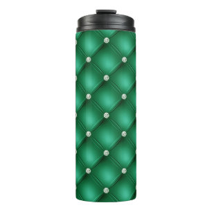 Termo Patrón acolchado de diamante verde de lujo