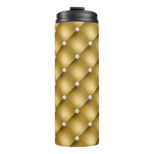 Termo Patrón acolchado de diamantes de oro de lujo