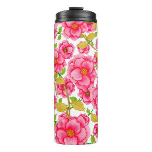 Termo Patrón acuarela sin fisuras con flores. Vintage 