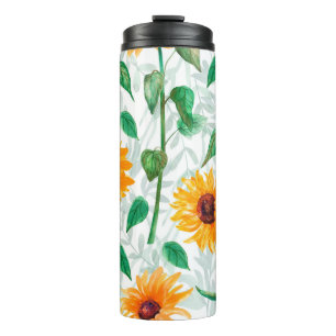 Termo Patrón acuarela sin fisuras con girasoles
