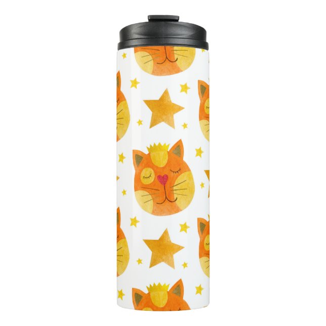 Termo Patrón acuarela sin fisuras de rostros y estrellas (Anverso)