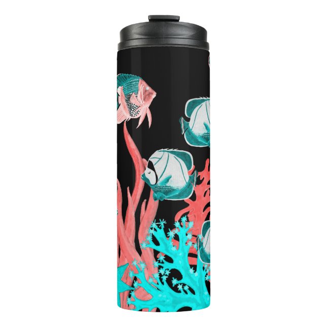 Termo Patrón acuarela sin soldadura con peces exóticos e (Anverso)