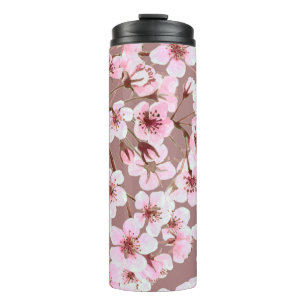 Termo Patrón acuarela transparente hecho de flor de cer