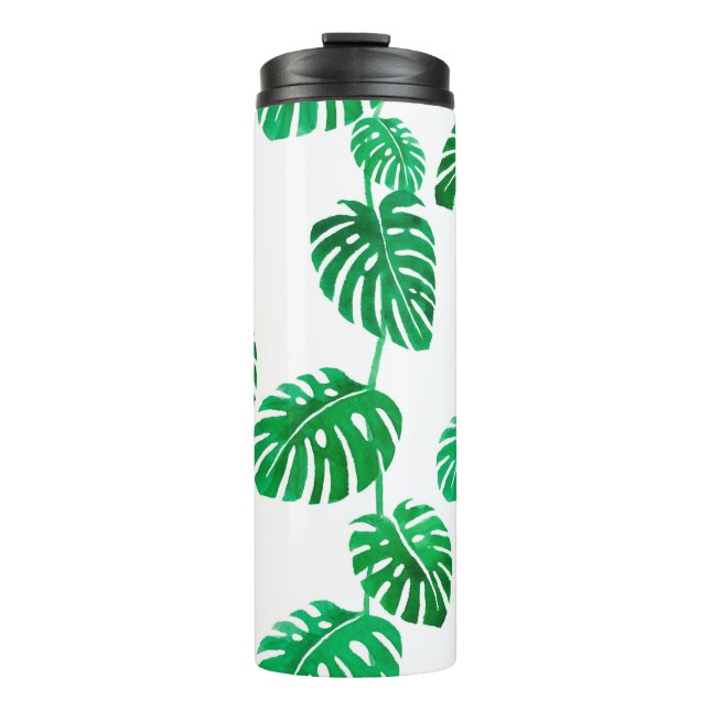Termo Patrón acuático sin foco con hojas tropicales (Anverso)