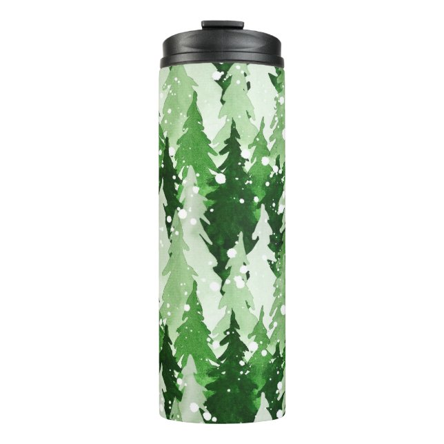 Termo Patrón acuático sin mar con pinos verdes  (Anverso)