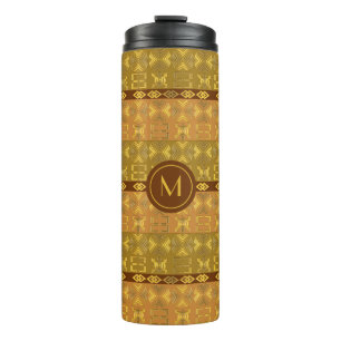 Termo Patrón africano de oro étnico. Adinkra. Tu térm