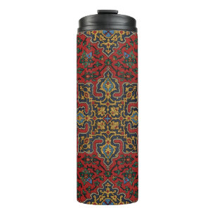 Termo Patrón Antiguo de Alfombra Persa Rojo Azul Arabesc