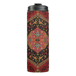 Termo Patrón Antiguo de Alfombra Persa Rojo Verde Arabes