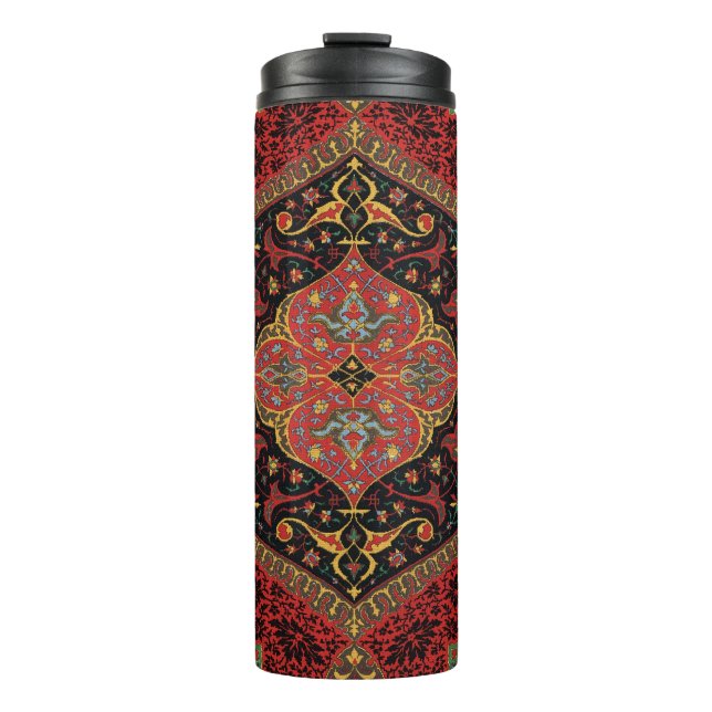 Termo Patrón Antiguo de Alfombra Persa Rojo Verde Arabes (Anverso)