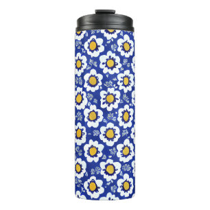 Termo Patrón árabe floral azul