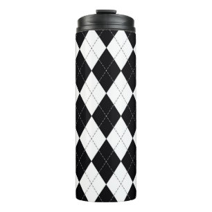 Termo Patrón argyle sin fisuras en blanco y negro. Geom