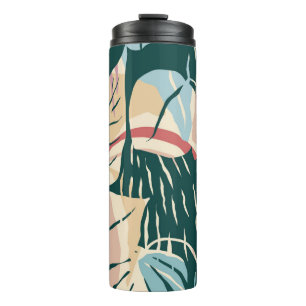 Termo Patrón artístico sin fisuras con hojas abstractas.