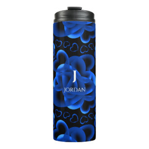 Termo Patrón azul de corazón abundante