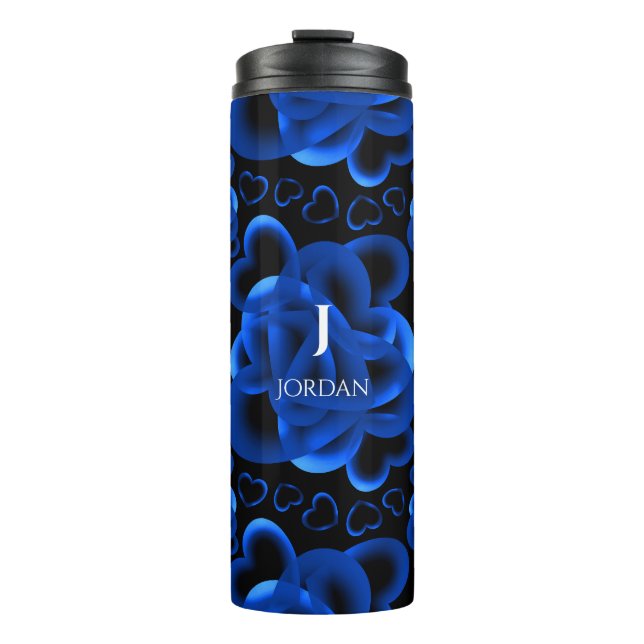 Termo Patrón azul de corazón abundante (Anverso)