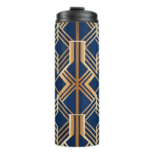 TERMO PATRÓN AZUL Y COBRE ART DECO