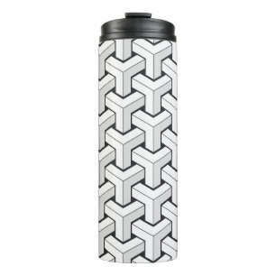 Termo Patrón blanco negro de cubos isométricos