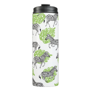 Termo Patrón blanco sin foco con cebras. ilustracion