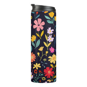 Termo Patrón Bohemio Floral Ditsy Colorido Oscuro