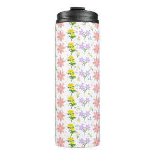 Termo Patrón Botánico de Flor Silvestre de Pastel Suave 