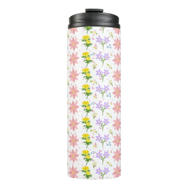 Termo Patrón Botánico de Flor Silvestre de Pastel Suave  (Anverso)