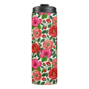 Termo Patrón Botánico de Hibisco y Rosa