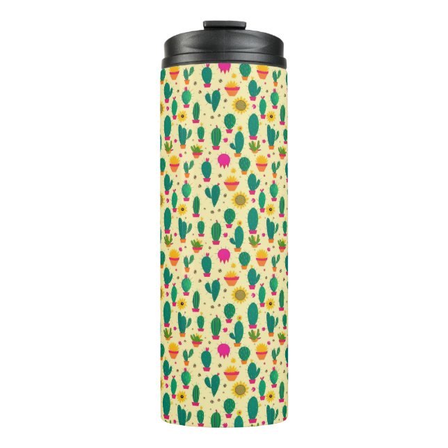 Termo Patrón Cactus Amarillo Impresión de tela Kawaii (Anverso)