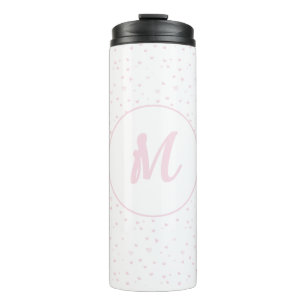 Termo Patrón cardíaco rosado Girly Romántico Monogramado