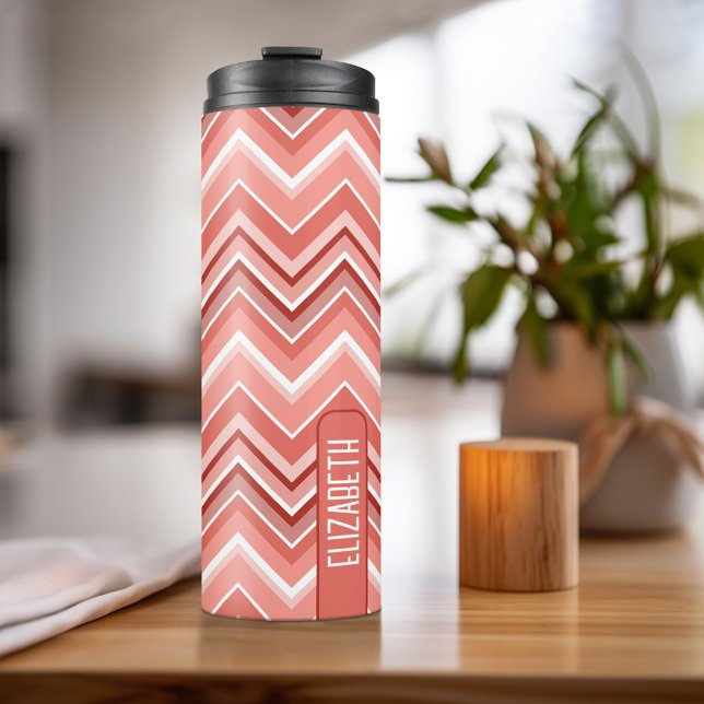 Termo Patrón Chevron de moda bloque de nombres grande co (Personalized Thermal Tumbler - Add Photos, Text - Customize Completely in the Advanced Design Area)