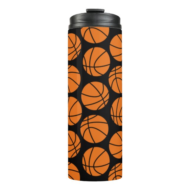 Termo Patrón clásico de baloncesto en negro (Anverso)