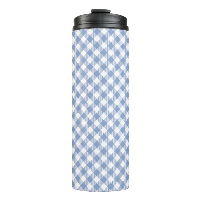 Termo Patrón clásico de gingham azul claro con estampado (Anverso)