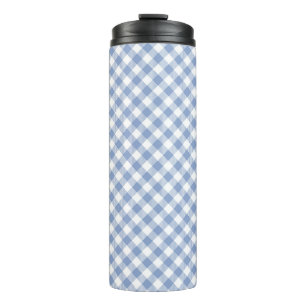 Termo Patrón clásico de Gingham azul comprobado