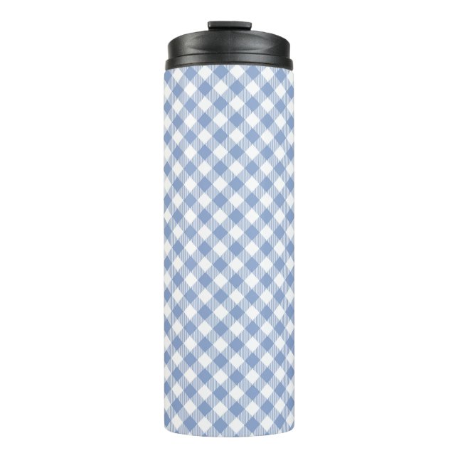 Termo Patrón clásico de Gingham azul comprobado (Anverso)