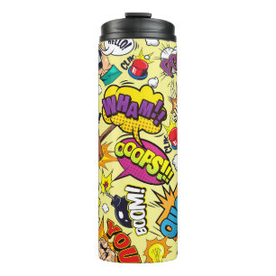 Termo Patrón colorido de elementos cómicos