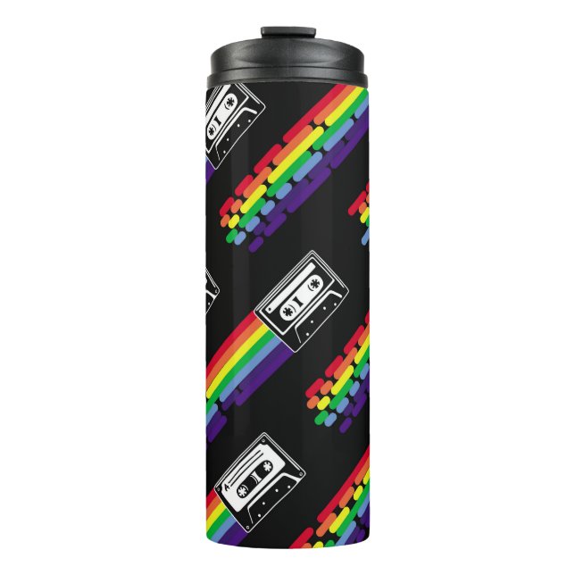 Termo Patrón colorido sobre fondo negro. Caso compacto (Anverso)