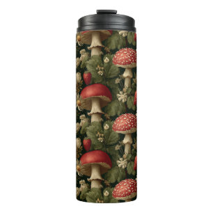 Termo Patrón continuo con Fly Agaric rojo y flores